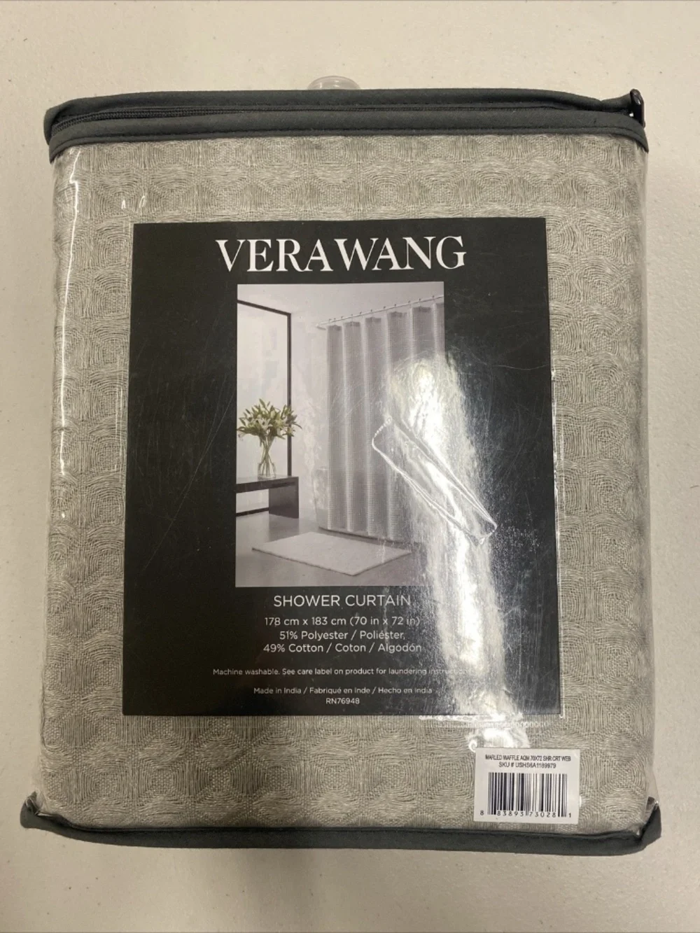 Vera Want Marled Waffle 70”x72” Shower Curtain, Aquamarine Gray883893730281